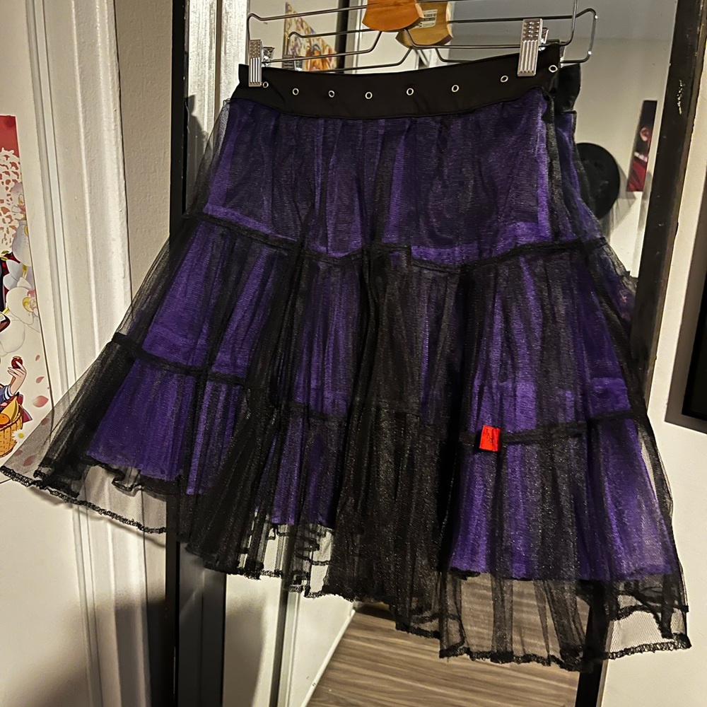 Tripp NYC Black and Purple A-Line Skirt